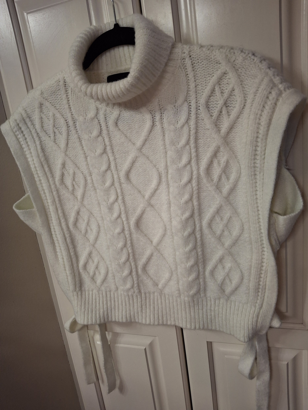 Cider Ivory Cable Knit Turtleneck Sweater Vest - Picture 11 of 13